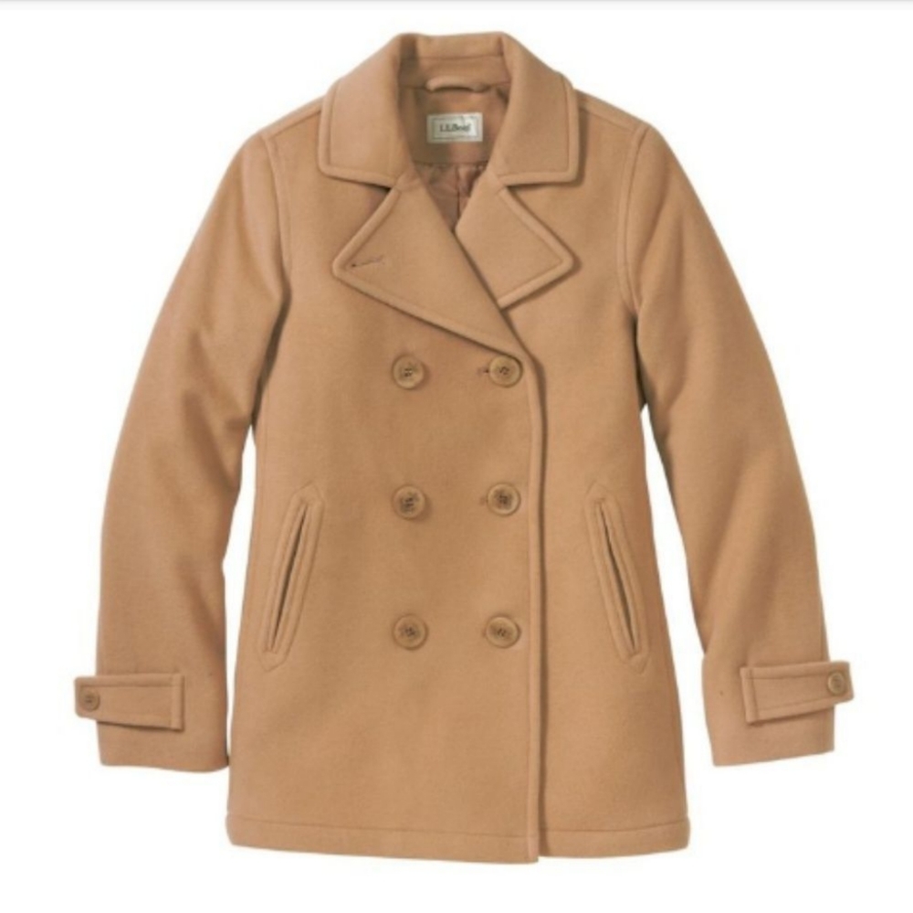 L.L. Bean 14P 100% Lambs' Wool Pea Coat, EUC